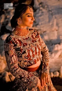 Dark Maroon Blouse – Scalloped Lehenga n Dupatta - Image 6