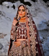 Dark Maroon Blouse – Scalloped Lehenga n Dupatta - Image 7