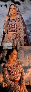 Dark Maroon Blouse – Scalloped Lehenga n Dupatta - Image 10