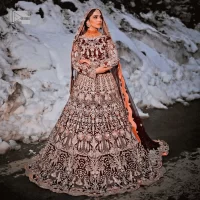 Dark Maroon Blouse – Scalloped Lehenga n Dupatta - Image 1