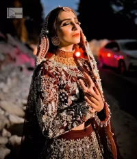 Dark Maroon Blouse – Scalloped Lehenga n Dupatta - Image 2