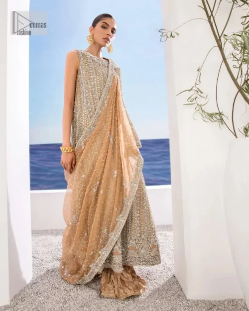 The silver and golden embroidery is the highlight of the party outfit! Keep it dreamy and classic with DeemasFashion. The