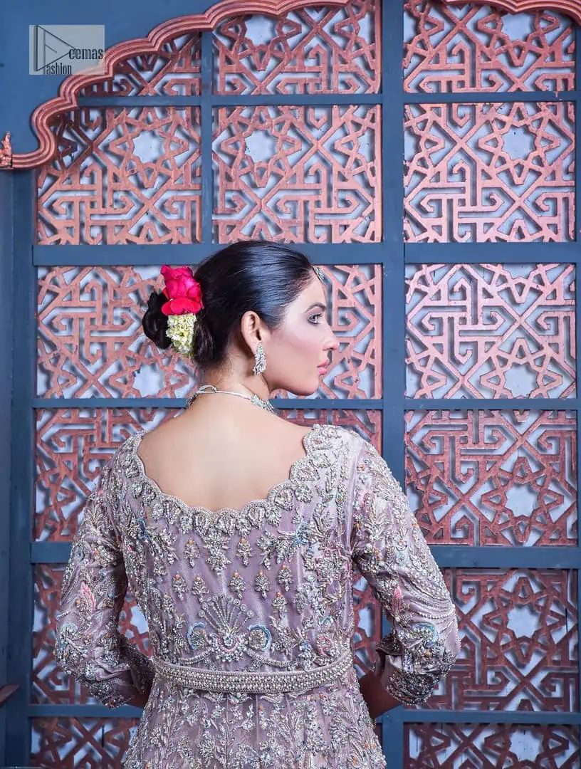 Tea Pink are always the hot trend for the walima outfit. Traditional designs and hand-crafted embellishments of the following maxi