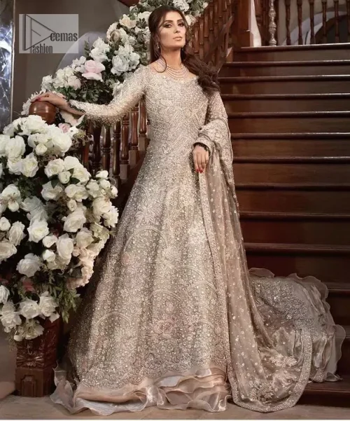 Fawn Ruffled Back Train Maxi - Dupatta