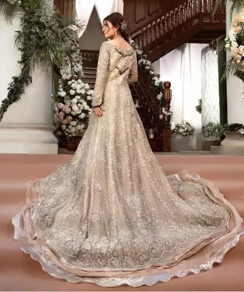 Fawn Ruffled Back Train Maxi - Dupatta