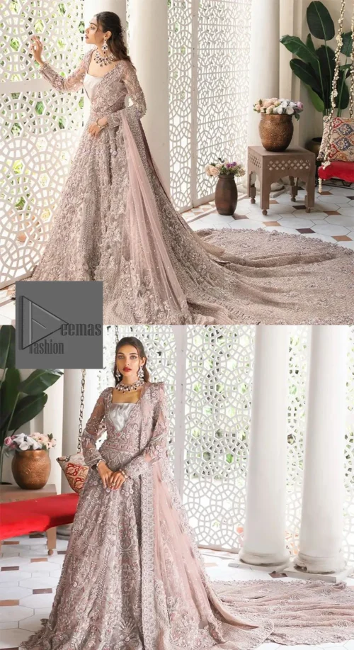 Deemas Fashion tea pink dress is an assortment of celebrations and rituals where luxury plays a significant role. This fully embellished