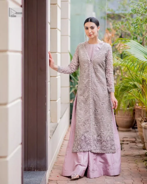Violet Front Open Long Shirt n Sharara