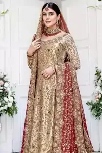 Ivory Long Shirt Farshi Lehenga Red Dupatta
