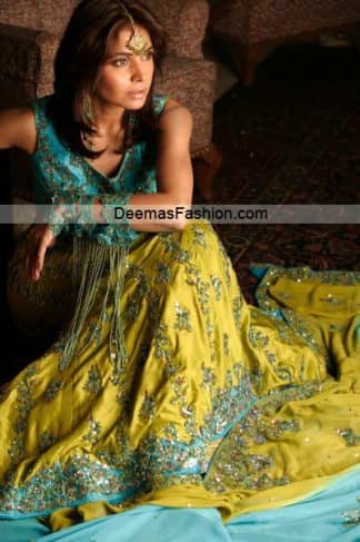 Latest Trend Bridal Dress - Green Ferozi Lehnga