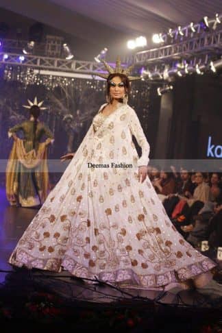 Designer Collection 2013 White Embroidered Anarkali Pishwas Dress