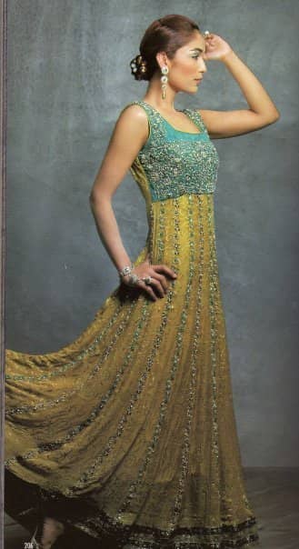 gold anarkali gown