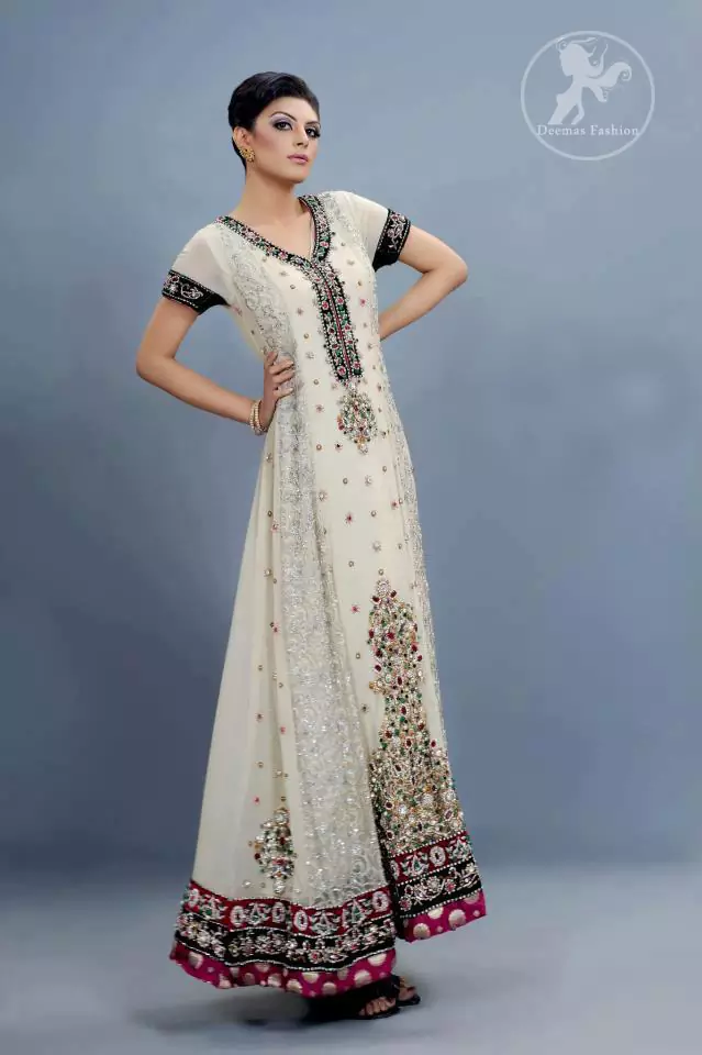 Ivory White A line Frock and Churidar