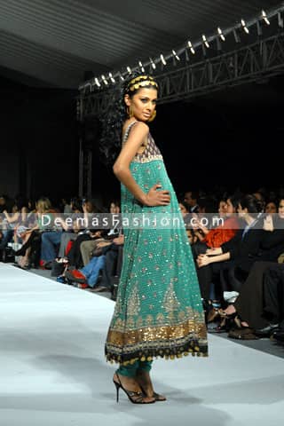 Latest Pakistani Fashion - Turquoise Green Anarkali Frock
