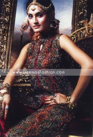 Latest Pakistani Fashion - Maroon Embroidered Bridal Dress