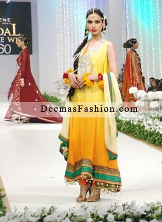 Yellow Latest Bridal Mehndi Wear outfit 2011