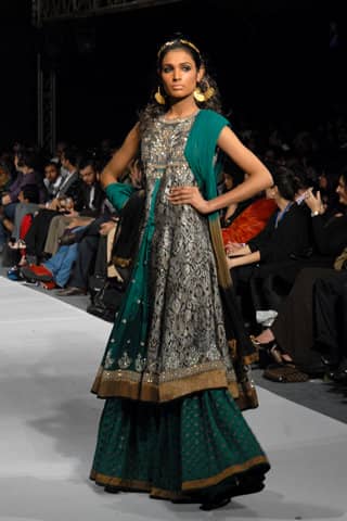 Latest Pakistani Bridal Turquoise Green Sharara Discount