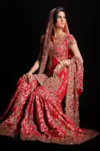 Traditional South Asian Bridal Dress Deep Red Gharara
