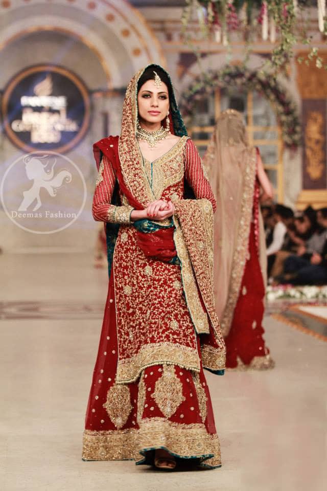 Deep Red Heavy Bridal Shirt Lehenga - Latest Pakistani ...