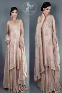 Fawnish Pink Bridal Lehnga with A-line Shirt and Embellished Dupatta