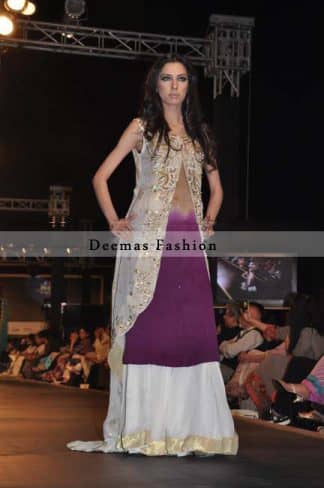 Grey Purple Gown Sharara