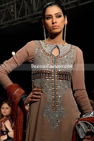 Latest Pakistani Style - Light Brown Anarkali Outfit