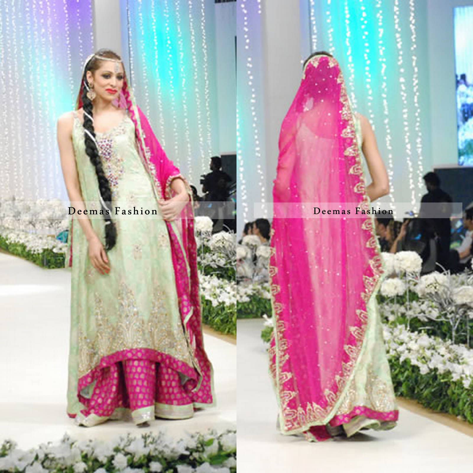 Light Green Back Tail Aline Shirt with Shocking Pink Sharara and Dupatta Light Green Back Tail Aline Shirt with Shocking Pink Sharara and Dupatta