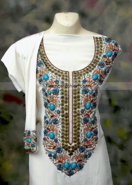 Pakistani Casual Shalwar Kameez White Chiffon